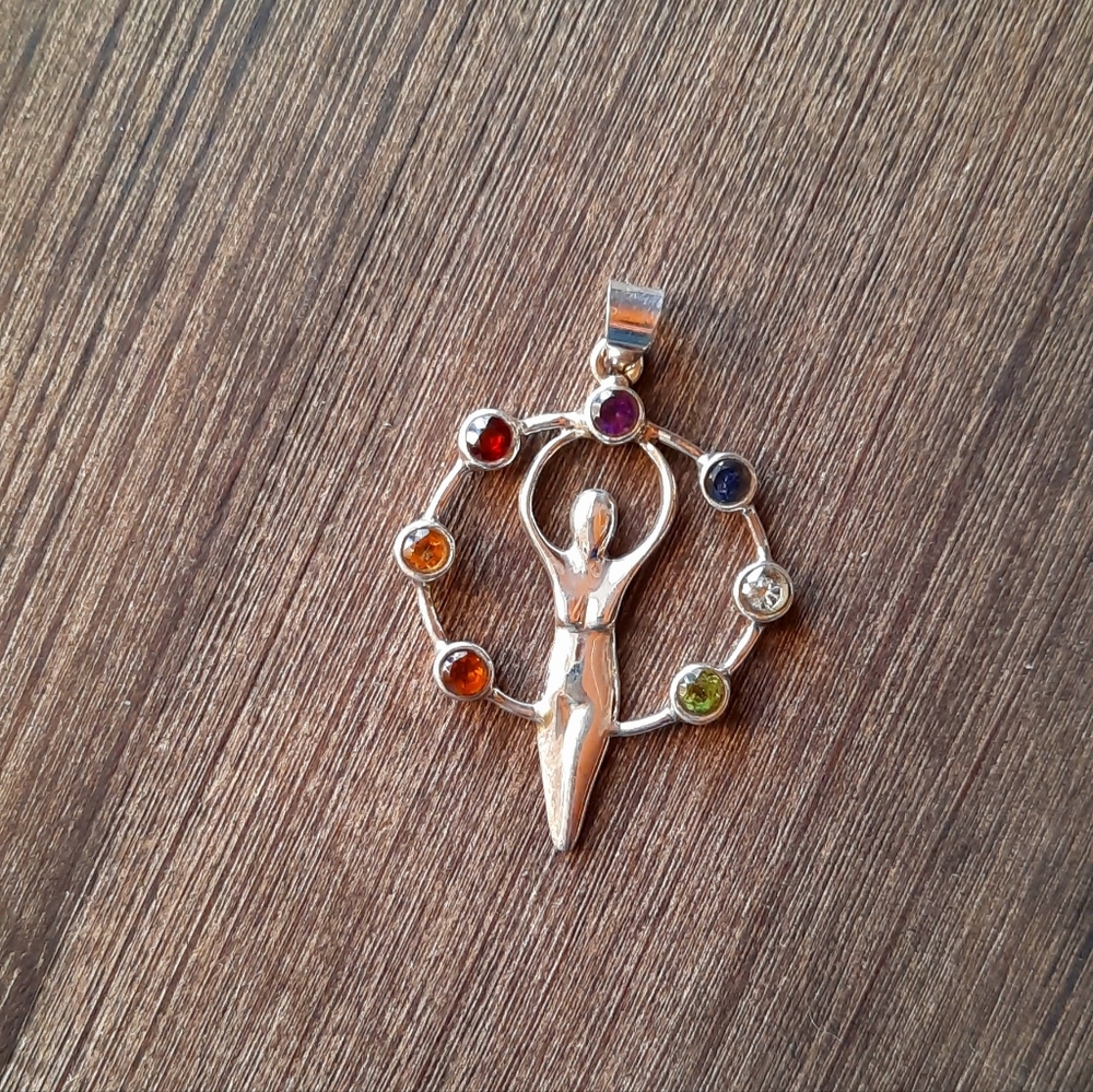 Silver Goddess Chakra Pendant